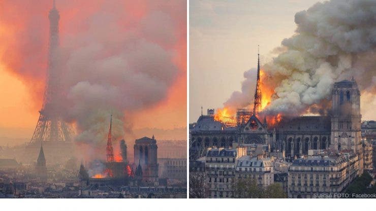 Incendiu teribil la Catedrala Notre-Dame. Francezii se roagă în stradă