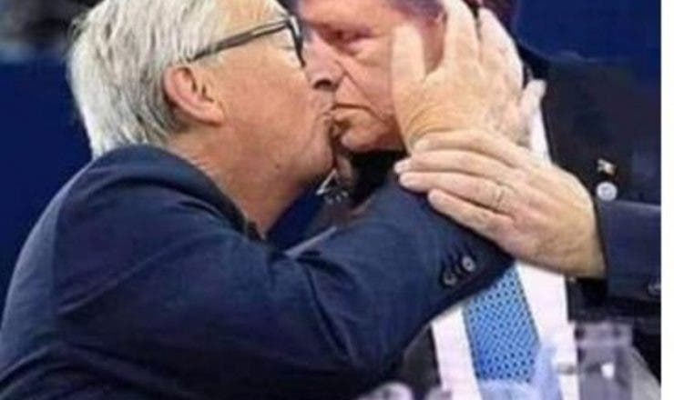 Klaus Iohannis, sărut cu Jean-Claude Juncher. Poza care a scandalizat internetul