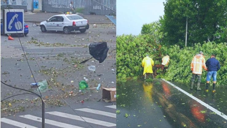 Furtună la Sibiu. Case inundate și mașini avariate după furtuna de luni