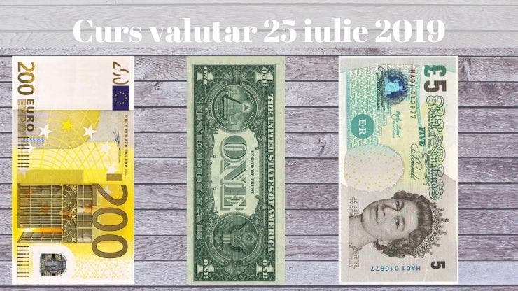 Curs valutar 25 iulie 2019. Moneda europeană scade din nou