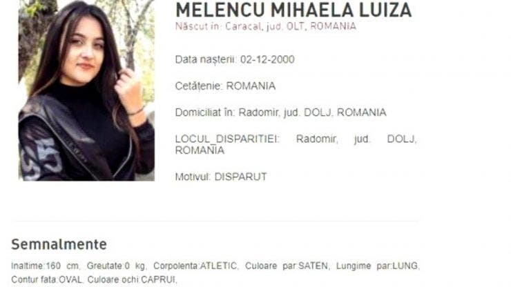 Cazul Caracal. Luiza Melencu nu se mai află pe Lista Persoanelor Dispărute