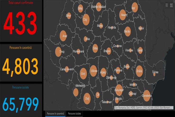 Harta României care arată în timp real situația cazurilor de coronavirus