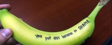 mesaj scris pe banana