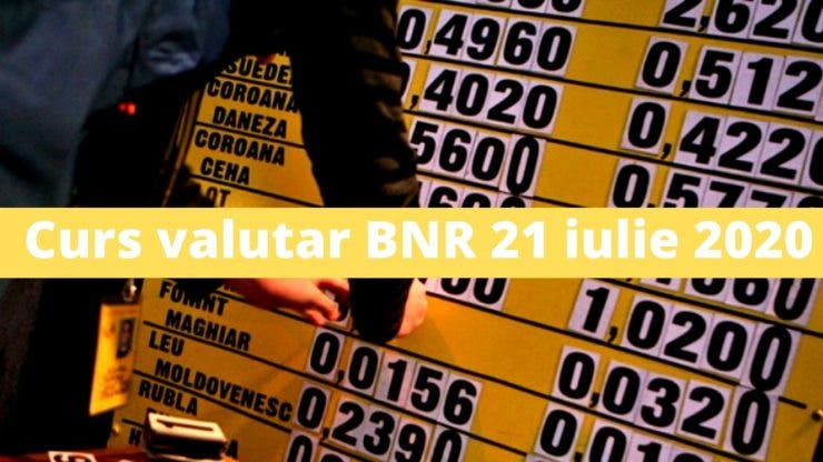 Curs valutar BNR 21 iulie 2020