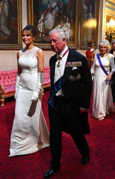 Melania Trump în visită la Palatul Buckingham, 2019