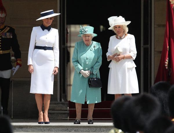 Melania Trump alături de Regina Elisabeta în Londra, 2019