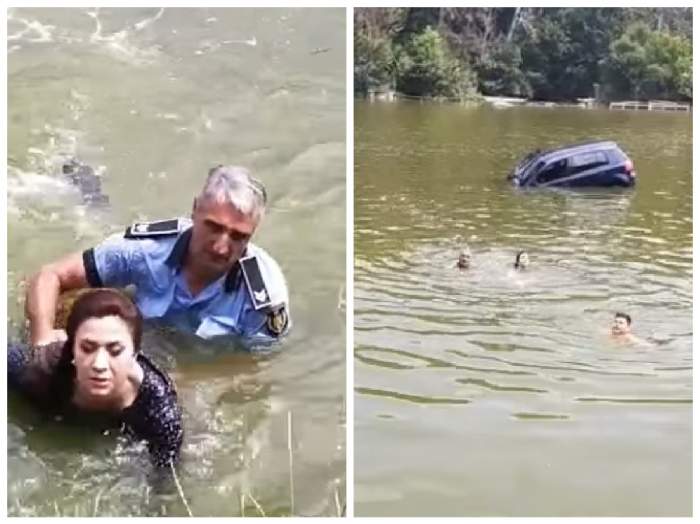 soferita cu masina in lac