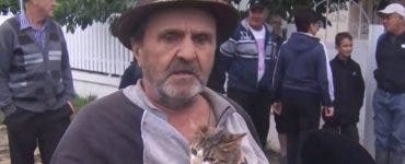Un bătrân din Vrancea si-a salvat pisica de inundații