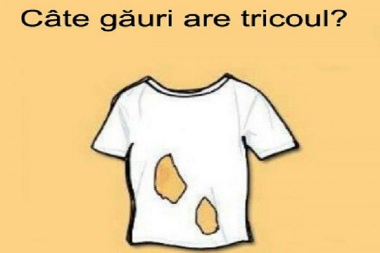 TEST: Câte găuri are tricoul din imagine? 99% dintre oameni dau răspunsul greșit 25