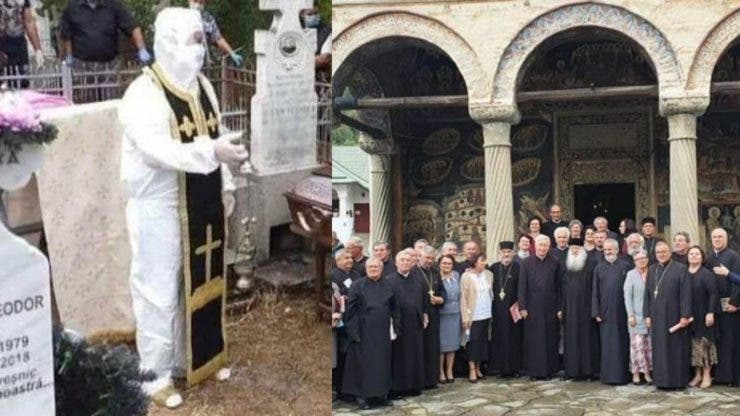 Preotul echipat cu costum de protecție împotriva COVID-19 a murit