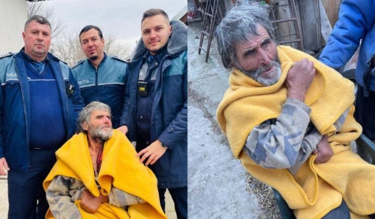 Cum au salvat trei polițiști din Dolj un bătrân de la moarte. L-au găsit inconștient, în frig, aproape dezbrăcat