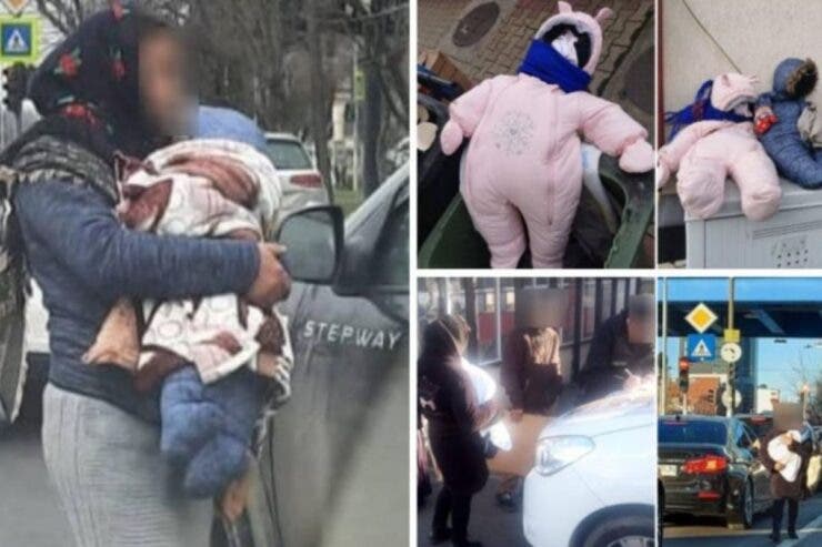 Fenomen bizar în București: femei prinse la cerșit cu păpuși în brațe, pe post de bebeluși: „Îmi trebuie bani pentru lapte”