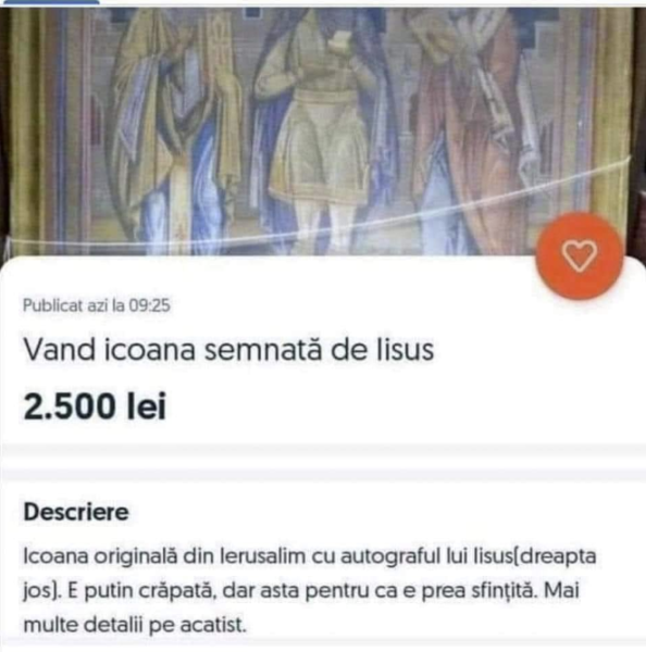 Inventivitatea românilor nu cunoaște limite! O icoană „semnată de Iisus", vândută cu un preț colosal pe internet 26 icoana