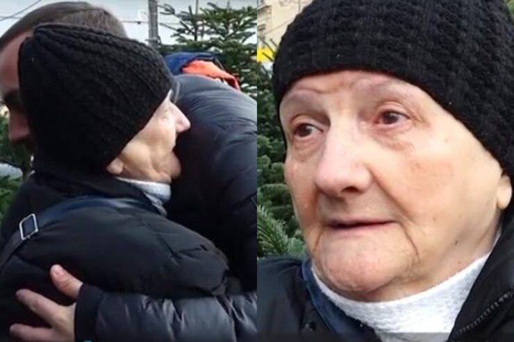 Pensionara a primit un brad cadou din partea reporterului.