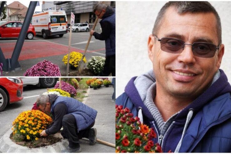 Florin plantează flori gratis pentru a-și aminti de mama sa.