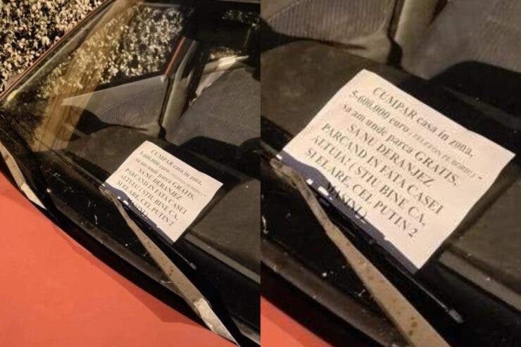Mesajul uluitor găsit de un șofer, din Cluj, pe parbrizul mașinii sale.