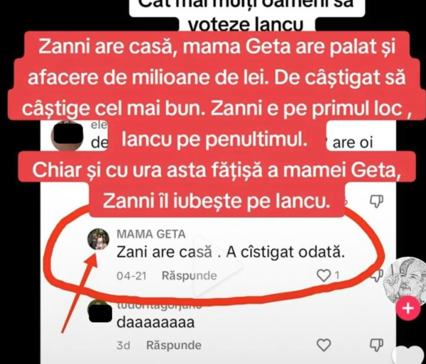 Mama Geta, despre Zanni. Sursă foto: Captură foto TikTok