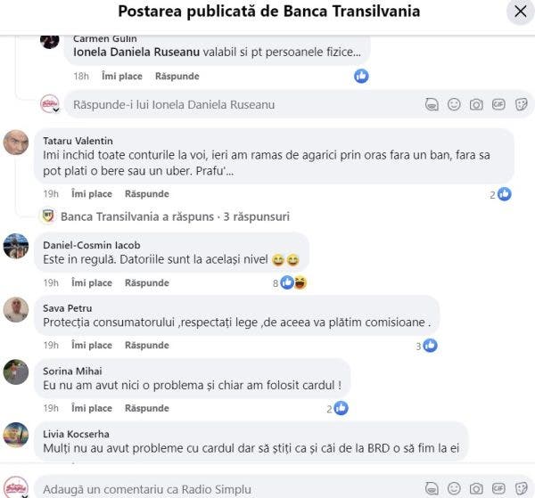 Client nemulțumit Banca Transilvania. Foto:Facebook / Banca Transilvania
