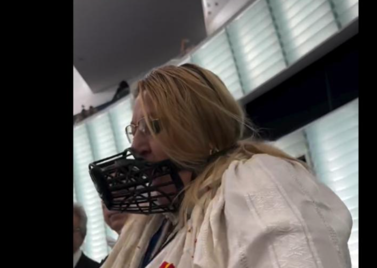 Diana Șoșoacă scoasă cu forța din Prlamentul European. Sursă foto: Captură video/Facebook/Luis Lazarus