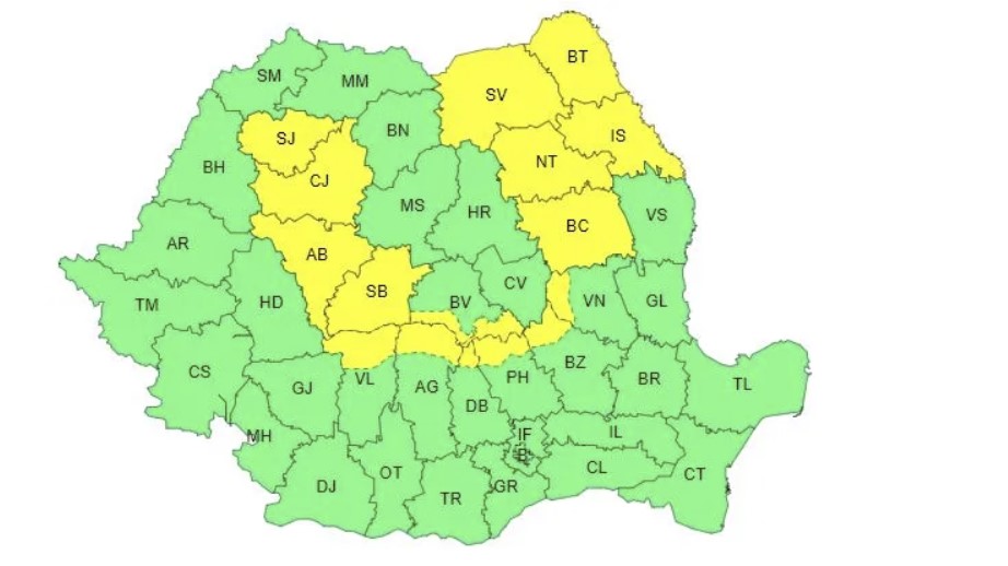 Cod galben de ploi și vijelii în 16 județe. Anunțul de ultimă oră făcut de ANM 26 Alertă ANM vreme rea