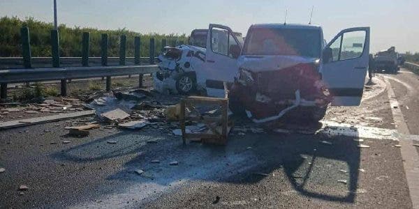 Accident cu 7 mașini pe A2. Sursă foto: Antena 3 CNN