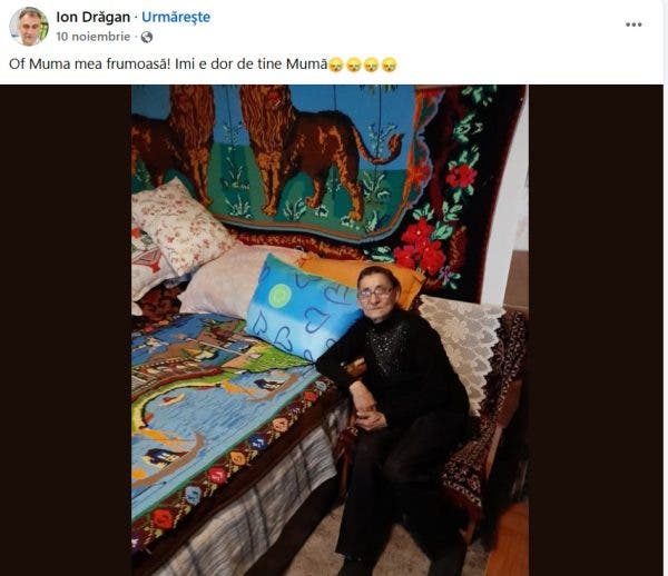 Ion Drăgan și cu mama. Foto: Facebook