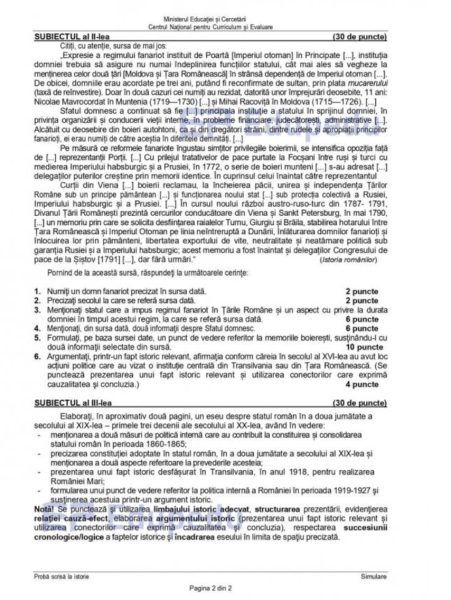 Subiecte Matematică și Istorie la simulare Bac 2026 30 simulare bac