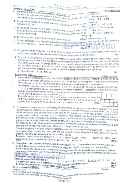 Subiecte Simulare Bacalaureat 2026. Ce a picat la proba a treia a examenului 28 Bacalaureat