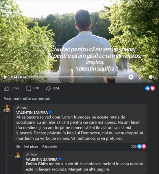 Valentin Sanfira rupe tăcerea după divorț. Mesajul care a stârnit val de reacții 26 mesaj valentin sanfira