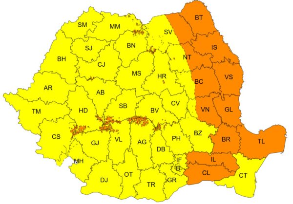 Alertă ANM! A fost emis cod galben şi portocaliu de vânt. Care sunt zonele vizate 26 ALERTĂ ANM