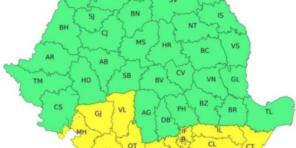 Alertă ANM: vânt puternic și rafale de până la 80 km/h în 11 județe