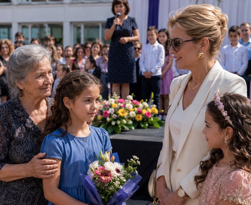 Mama bogată a râs de rochia ieftină a unei fetițe orfane. Câteva minute mai târziu, întreaga școală a amuțit