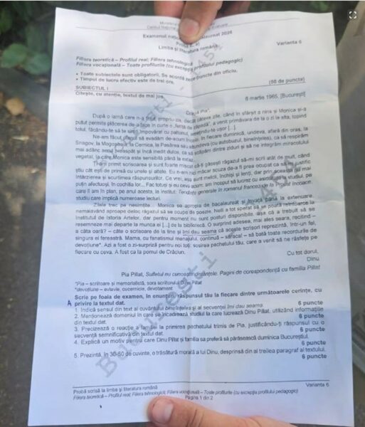 BACALAUREAT 2026. Perlele din acest an, nu au fost în lucrările elevilor, ci chiar în subiecte. Ce lipsea din enunțul Subiectului I la limba română 26 bac