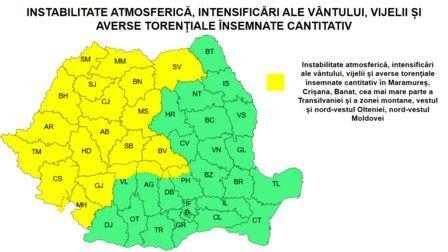 ANM a emis două Coduri Galbene. Furtunile lovesc jumătate din România 26 anm