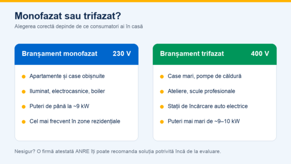 Te muți în casă nouă? Ce trebuie să știi despre branșamentul electric, ca să nu aștepți luni întregi după contor 27 diferențele dintre branșamentul monofazat (230V) și cel trifazat (400V)